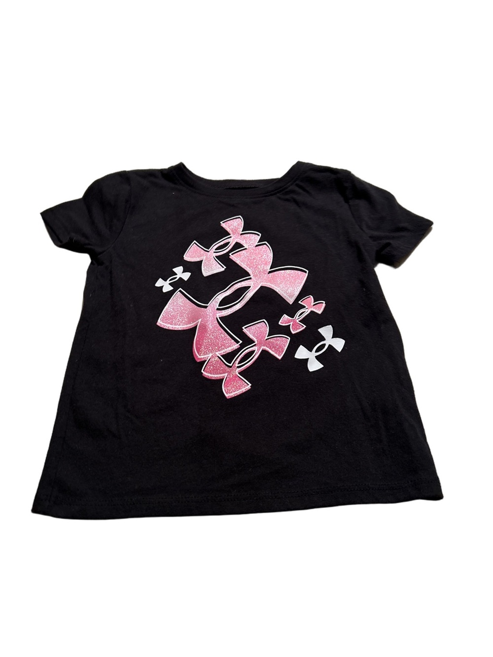 Under Armour Black Tee with Pink and White Logo Cluster Size 3T